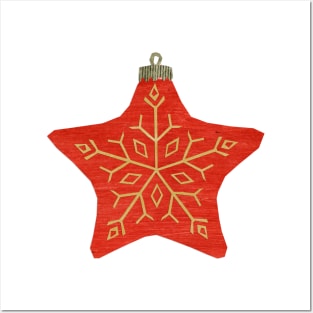 Bauble - Trad red star snowflake Posters and Art